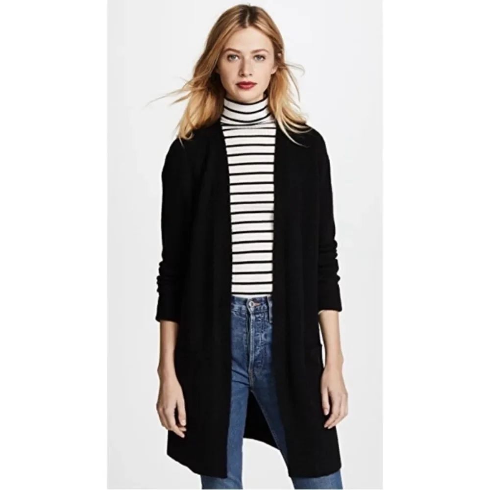 Madewell black knit long open cardigan sweater small